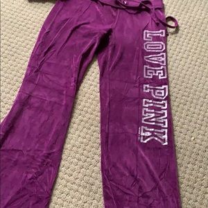 Purple Velvet Pink Track Pants